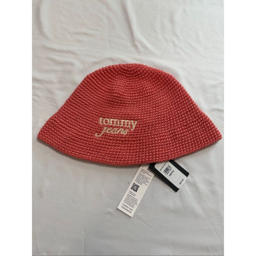 NWT Tommy Jeans Crochet Logo Embroidery Bucket Hat Cap One Size New